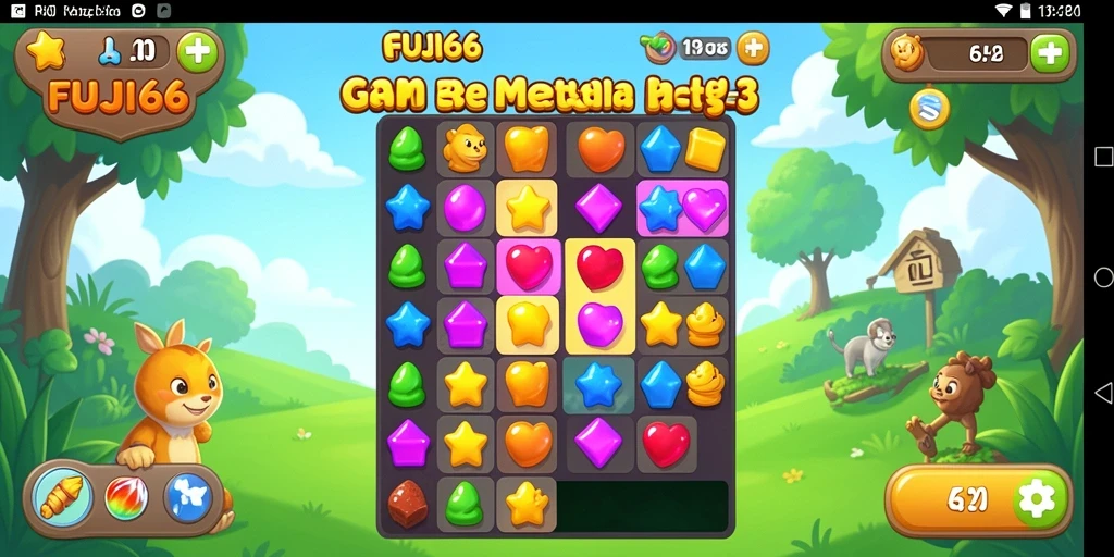 Screenshot gameplay FUJI66 yang memperlihatkan level Match-3 seru.